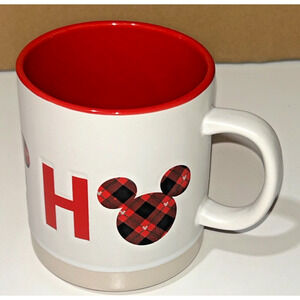 Disney Mickey Mouse Christmas Holiday Mug HO HO HO 12 oz Tartan Festive Cup